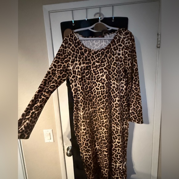 Leopard Print Long Sleeve Dress - Picture 1 of 1